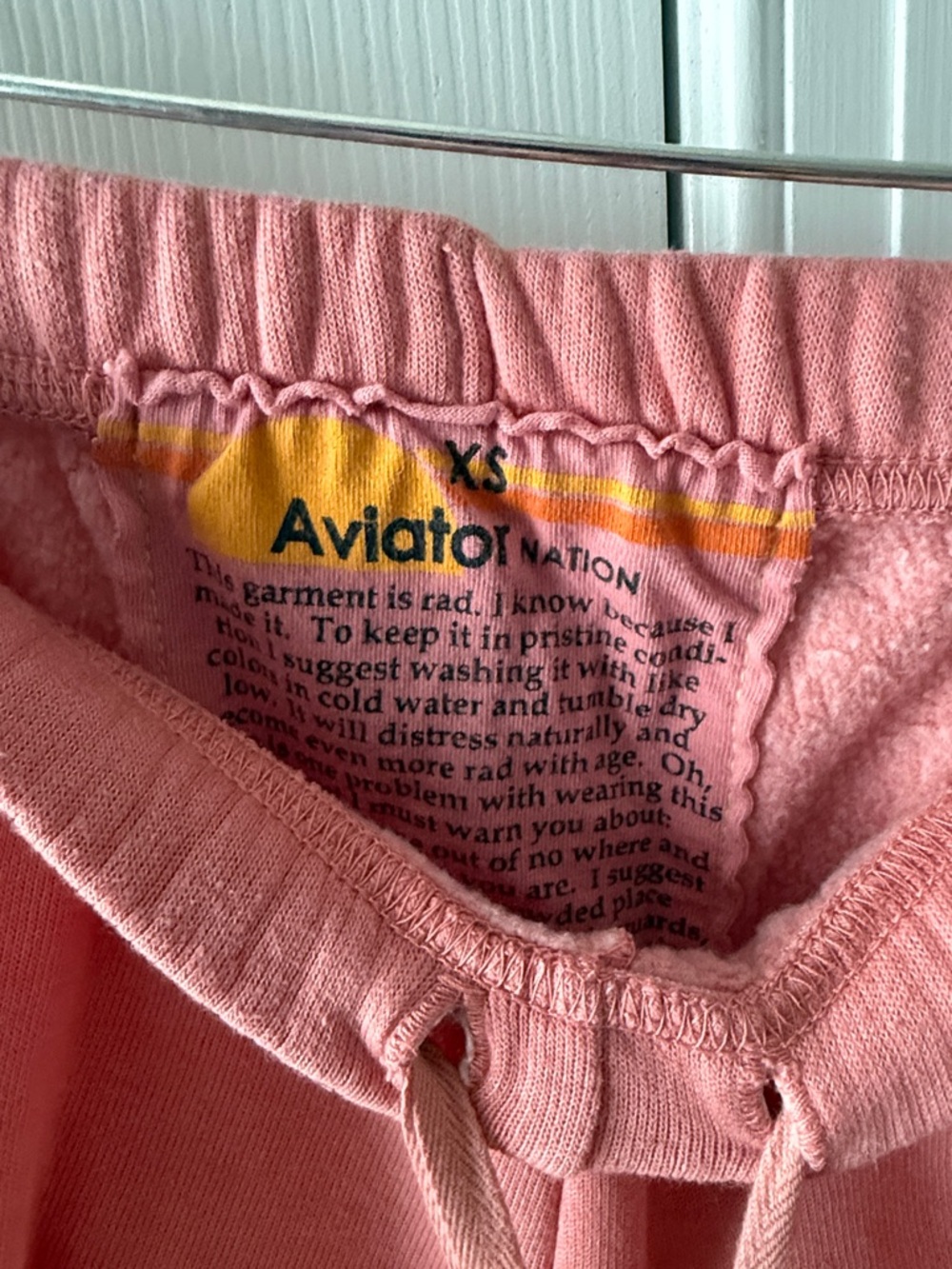 Aviator Nation Coral Pink Jogger Pants with Neon Stripes - Size XS - Picture 3 of 8